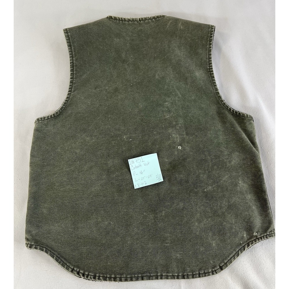 Vtg Carhartt Vest Men's Moss Green Duck Canvas Sherpa Lined Y2K - Picture 14 of 14